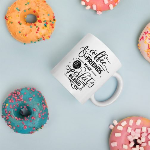 Coffee and friends make the perfect blend white glossy 11oz mug - Image 9
