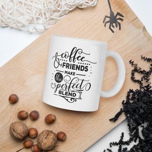 Coffee and friends make the perfect blend white glossy 11oz mug - Image 11