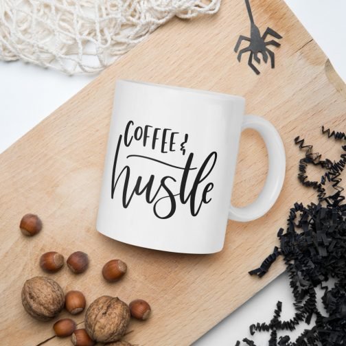 Coffee and Hustle white glossy 11oz mug - Image 8