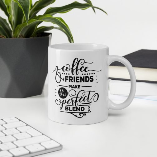 Coffee and friends make the perfect blend white glossy 11oz mug - Image 12