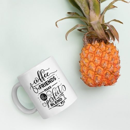 Coffee and friends make the perfect blend white glossy 11oz mug - Image 13