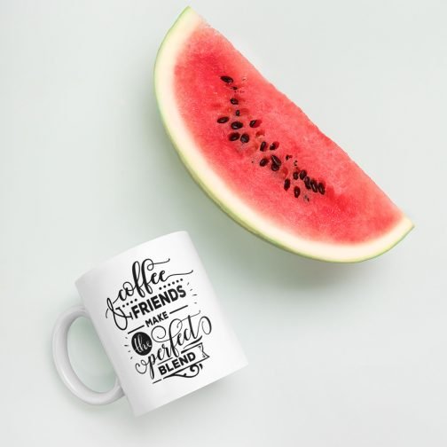 Coffee and friends make the perfect blend white glossy 11oz mug - Image 6