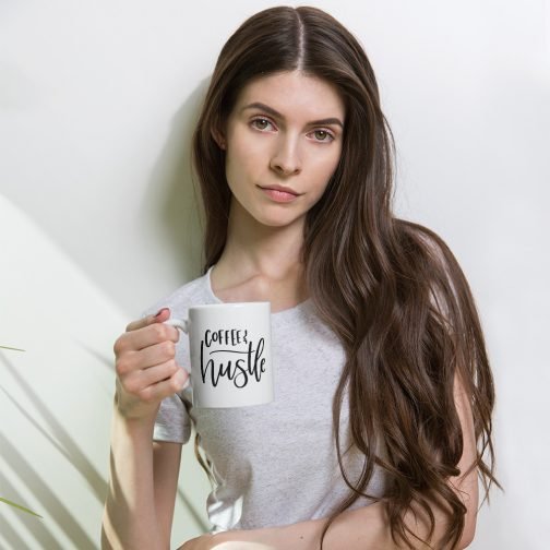 Coffee and Hustle white glossy 11oz mug - Image 13